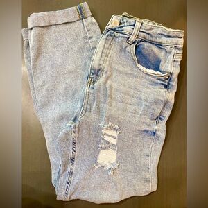 Blue Age Stylish Distressed Light Blue Boyfriend Jeans